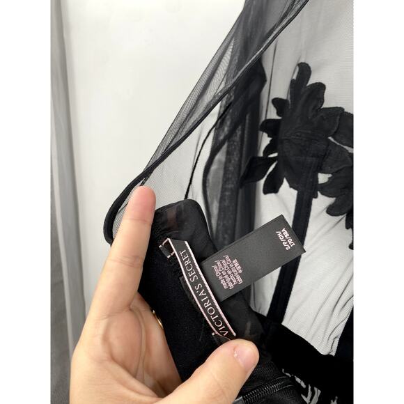 Victoria's Secret Black Velvet Sheer Mesh Jumpsuit - Picture 6 of 6